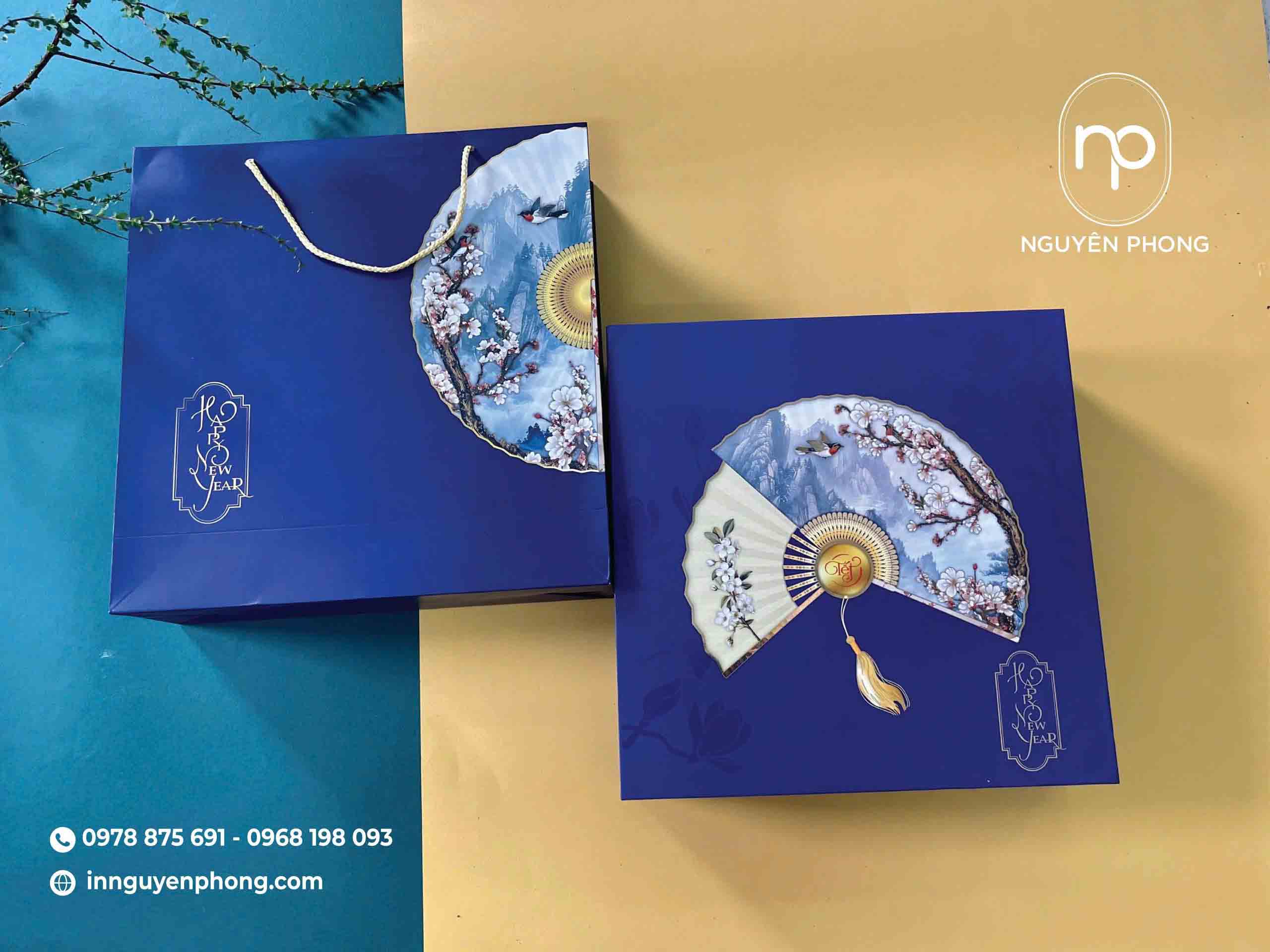 Mẫu hộp happy new year xanh